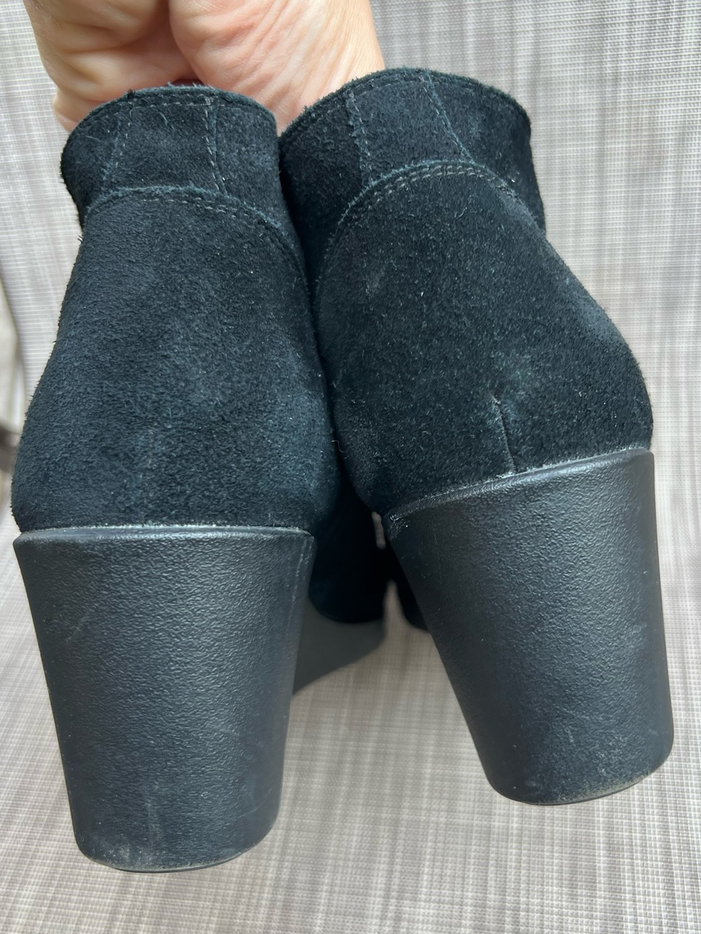 Crocs Black Suede Wedge Leigh Boots Booties Size 10 Lace Up - Picture 5 of 8